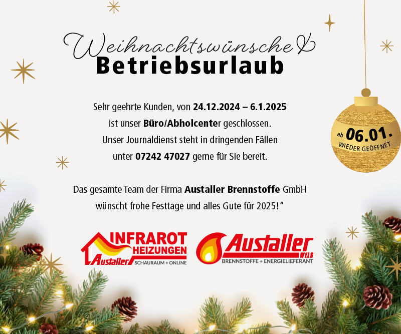 Weihnachtsöffnungszeiten Austaller